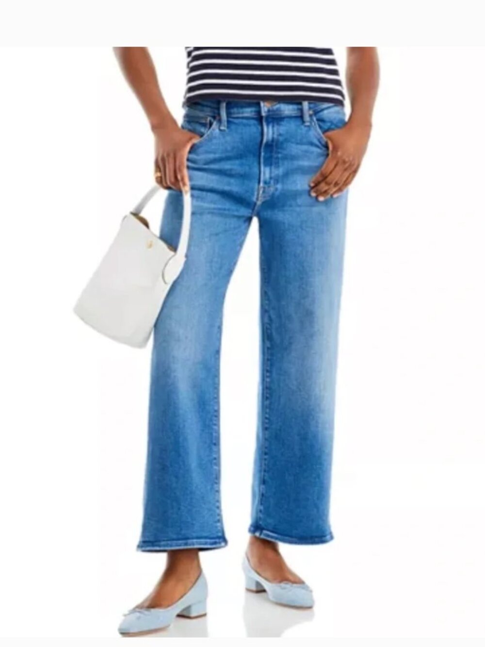 MOTHER The Dodger High Rise Ankle Wide Leg Jeans in Work Hard Play Hard Wash